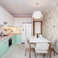 An example of an unusual kitchen design 9 sq.m photo