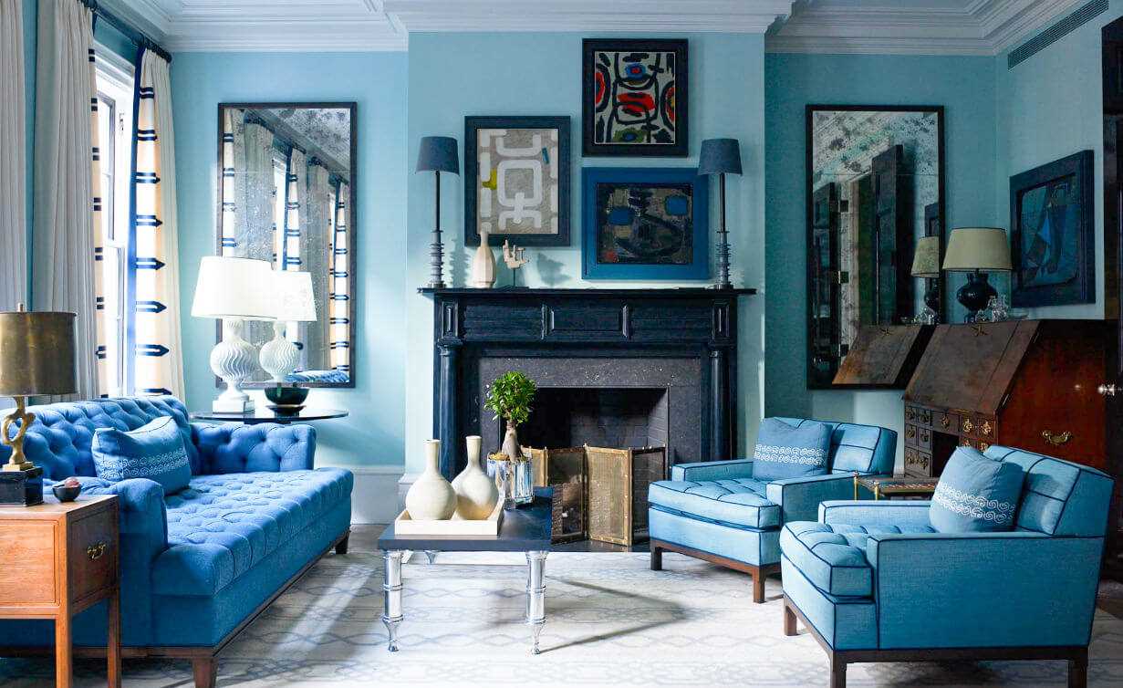 ideja korištenja neobične plave boje u stilu stana