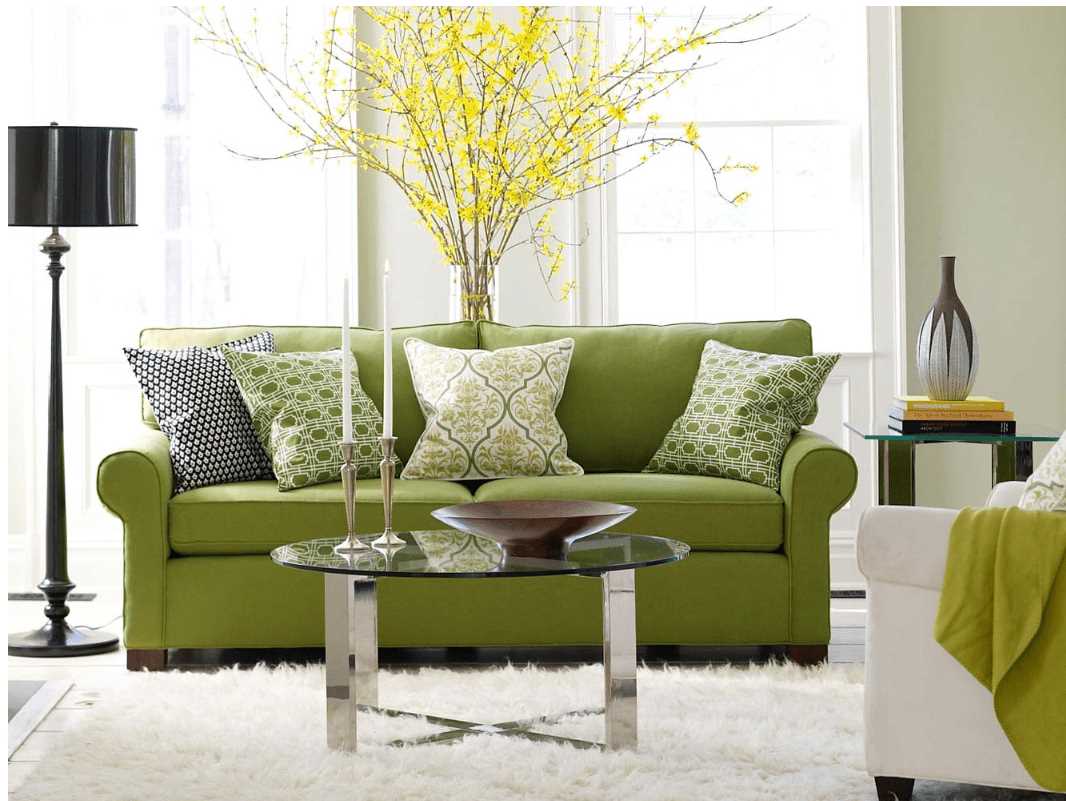 ideja primjene zelene boje u svijetlom dizajnu stana