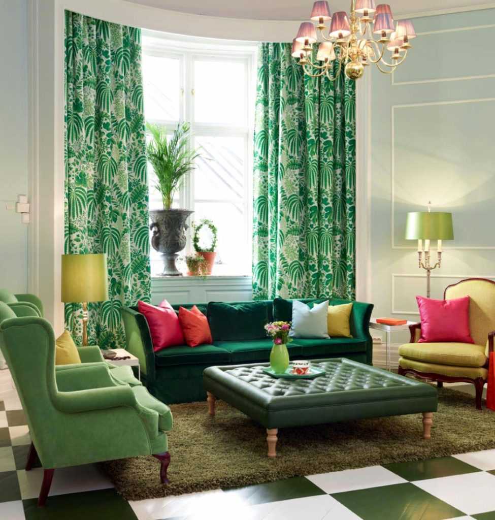 primjer korištenja zelene boje u svijetloj unutrašnjosti sobe