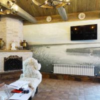 idea di un arredamento appartamento leggero con foto di pittura murale