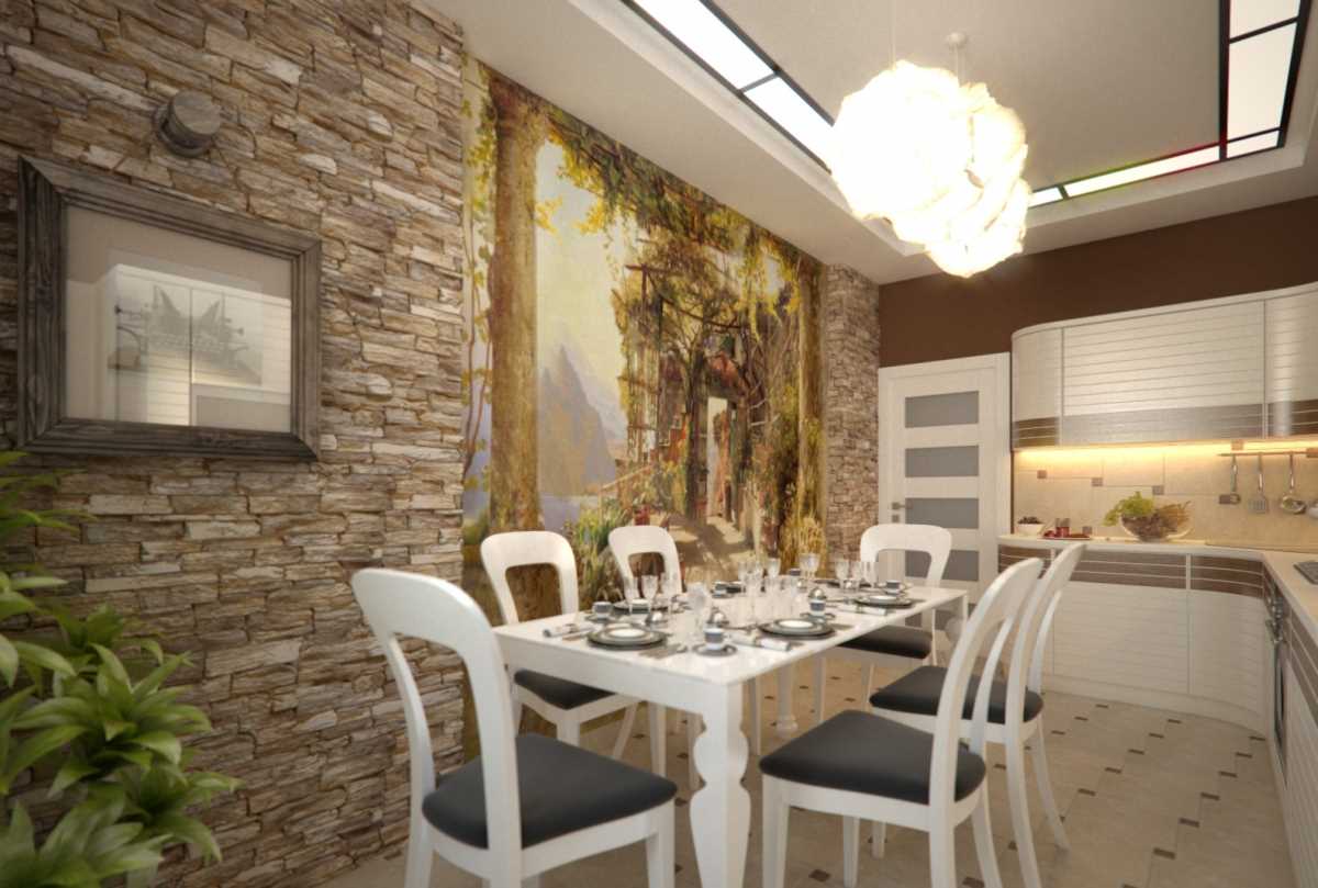 variante de l'intérieur lumineux de l'appartement avec peinture murale