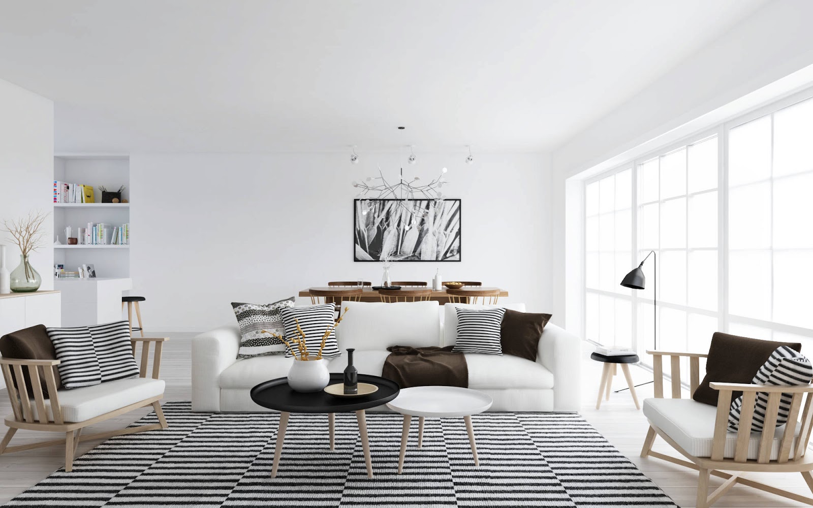 versione del design insolito della stanza in stile scandinavo