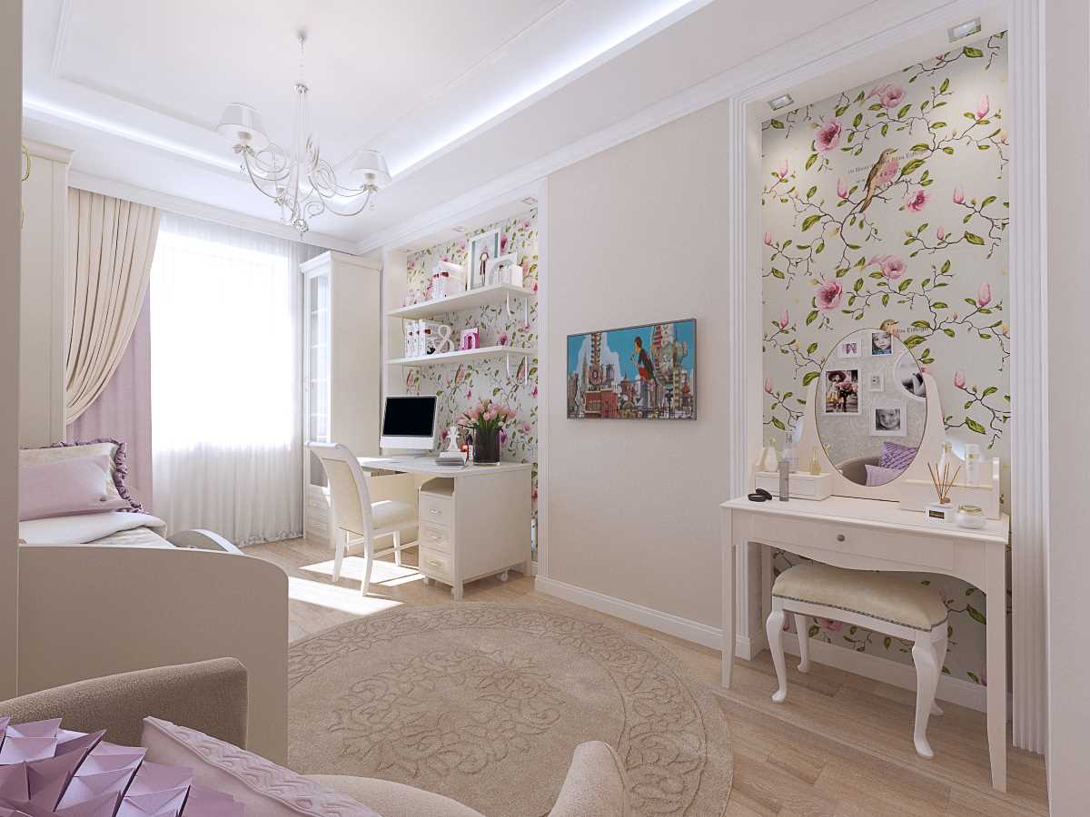 l'idée d'un style lumineux d'une chambre pour une fille de 12 m²