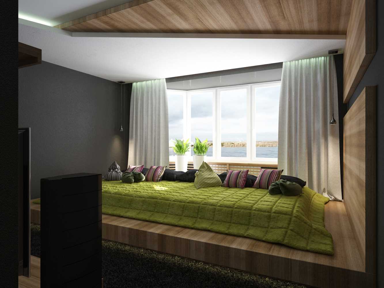 the idea of ​​an unusual bedroom interior for a young man