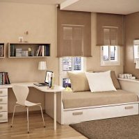 idea di utilizzare un insolito colore beige nel design delle camere