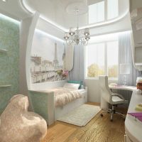 variante d'une chambre d'enfant de style lumineux pour fille 12 m² d'image