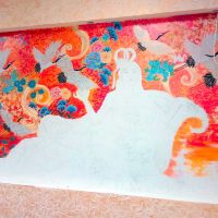 variante di un interno leggero di una casa con foto di pittura murale