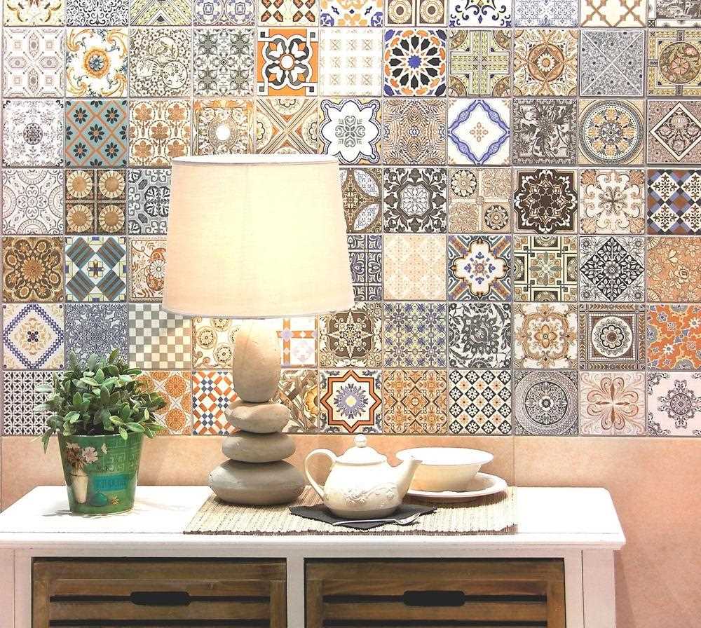 version of a light kitchen design in patchwork style