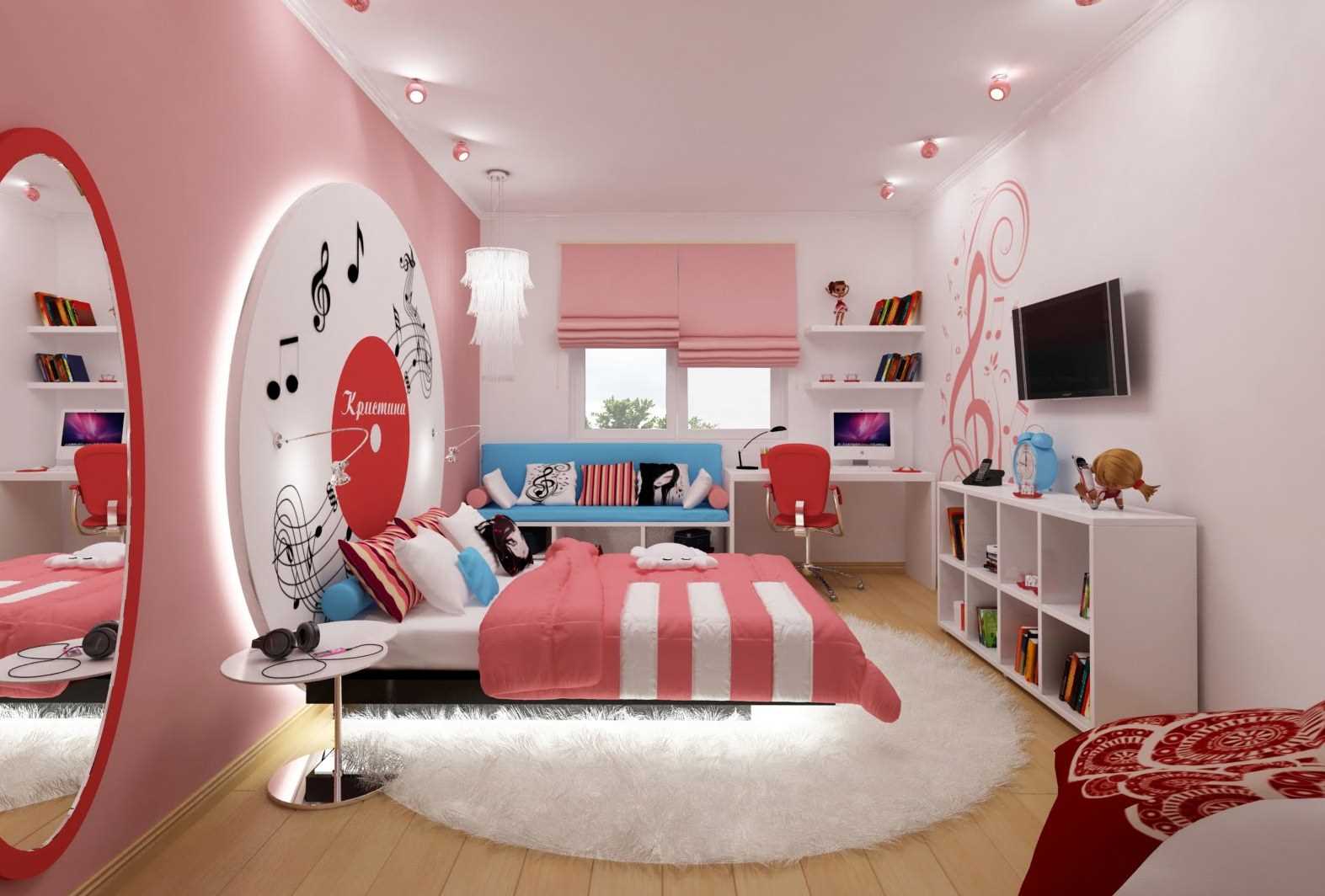varijanta prekrasnog stila spavaće sobe za djevojku u modernom stilu