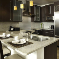 small kitchen design with granite countertops