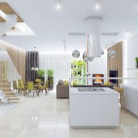 high-tech style in the living room kitchen