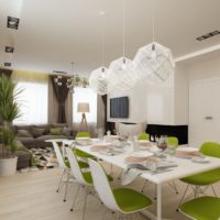 harmonious interior of the dining room of the living room