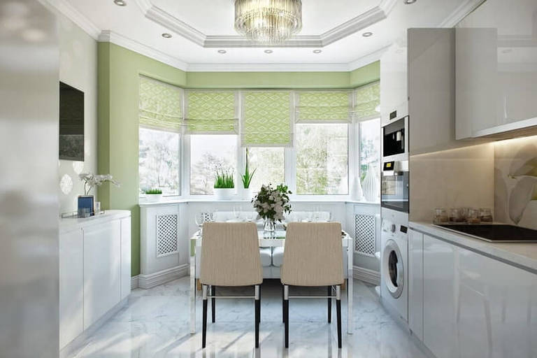 kitchen with bay window photo