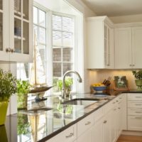 kitchen with bay window interior photo