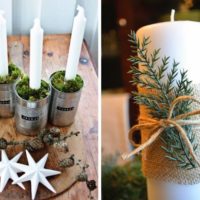 candles with christmas tree branches