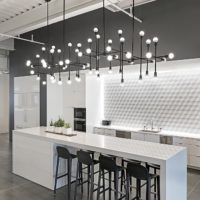 black and white kitchen loft