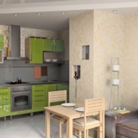 cucina design con condotto di ventilazione verde