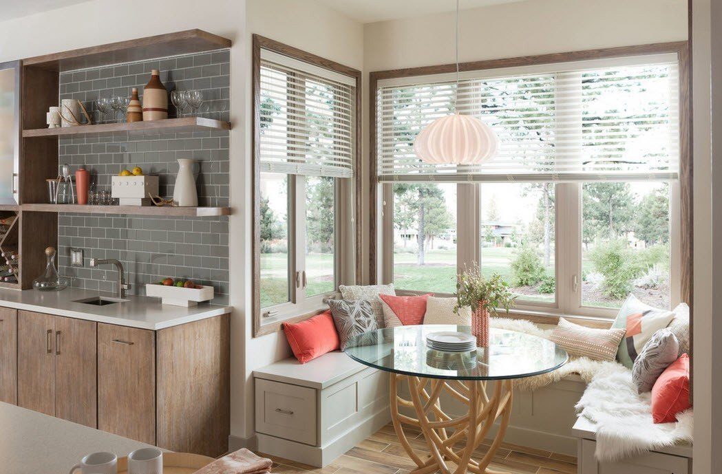 dining room bay window kitchen design