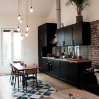 studio kitchen design in the apartment