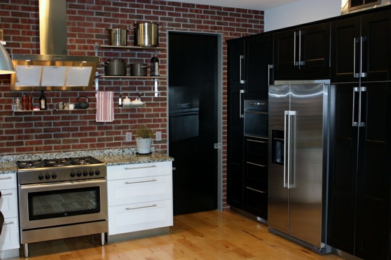 3 by 3 black kitchen design