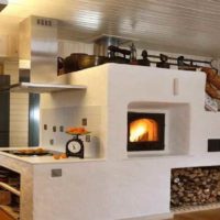 the idea of ​​using an unusual Russian stove in modern design