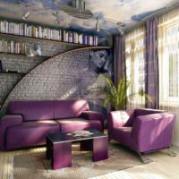 Exemple d'application d'une couleur lilas brillante dans l'image du décor