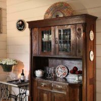 An example of an unusual interior of a rustic kitchen