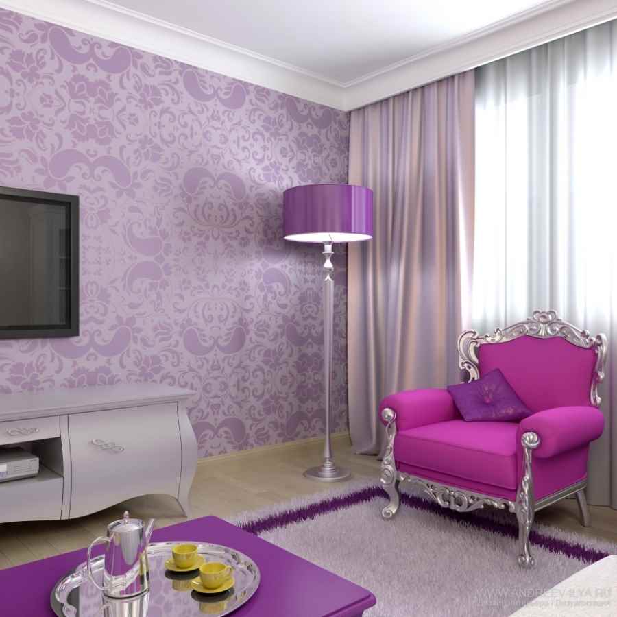 the idea of ​​using dark lilac in design