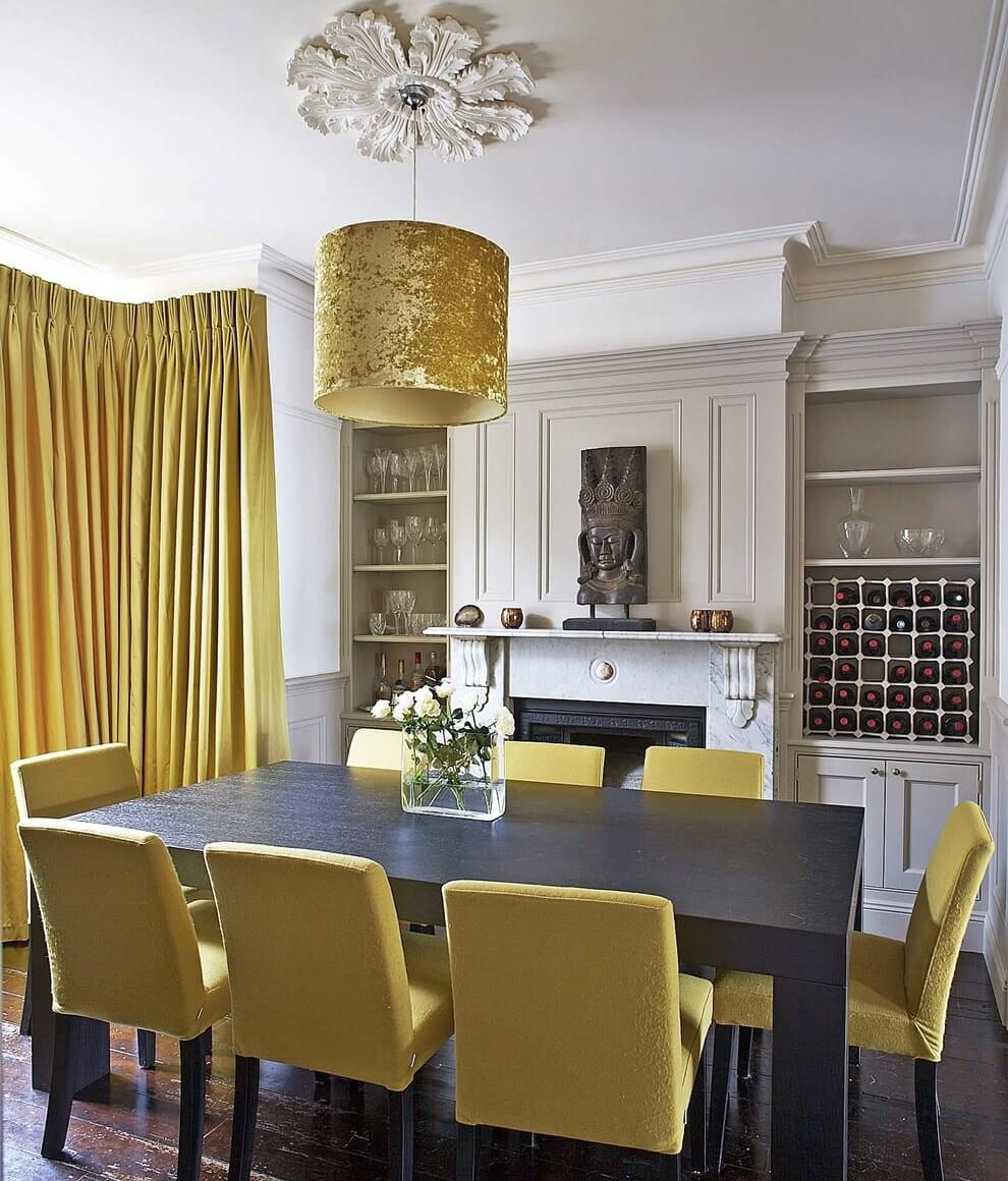 the option of using beautiful yellow in the design of the room