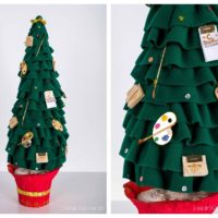 do-it-yourself example of creating a festive cardboard Christmas tree photo