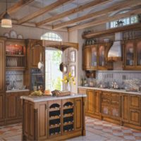 Primjer lagane rustikalne slike interijera kuhinje
