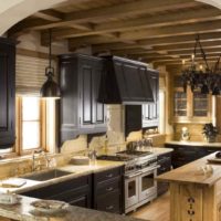 An example of a light kitchen design in a country house photo