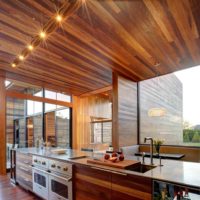 example of an unusual interior of a kitchen in a wooden house picture