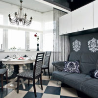 kitchen interior with bay window