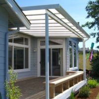 porch with a roof