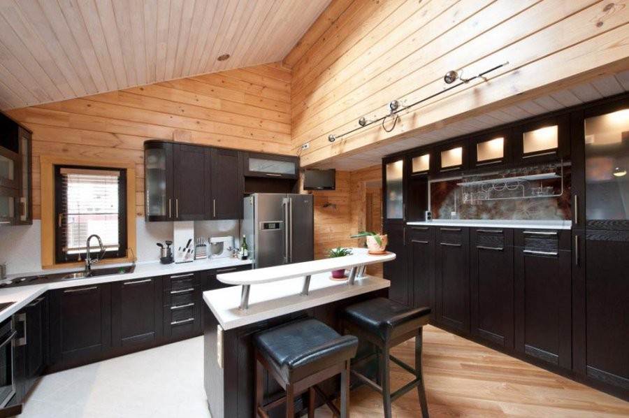 kitchen in a wooden house