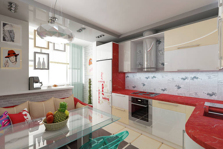 kitchen with balcony