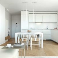 kitchen dining room living room in a private house design