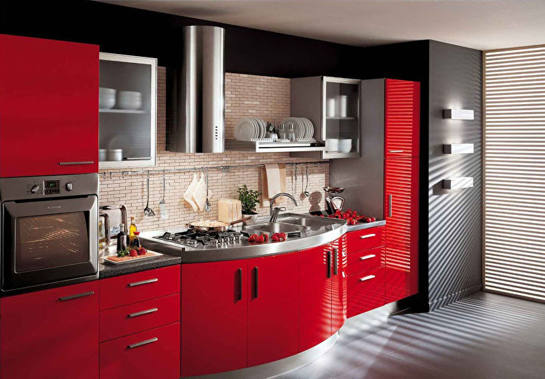 red modern kitchen