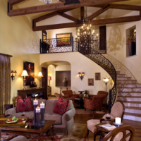 staircase in a private house with a railing