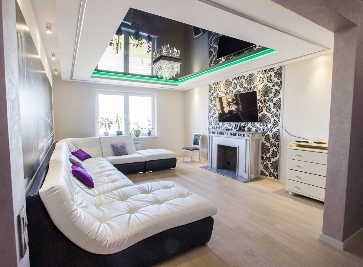 stretch ceilings in the living room