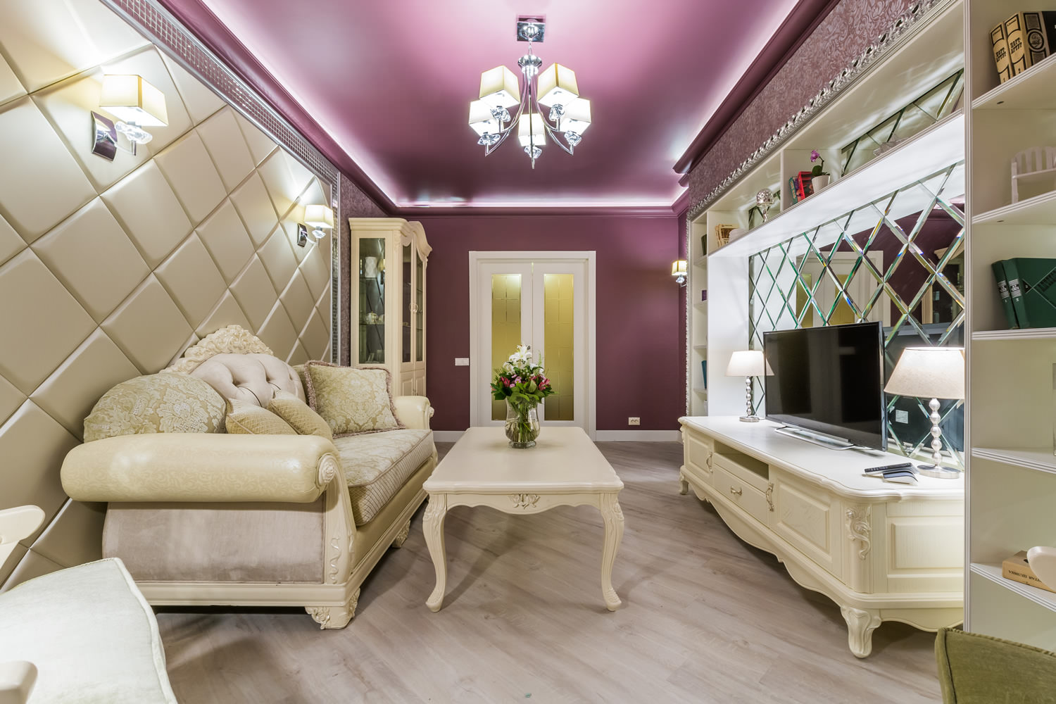 stretch ceiling design in the living room