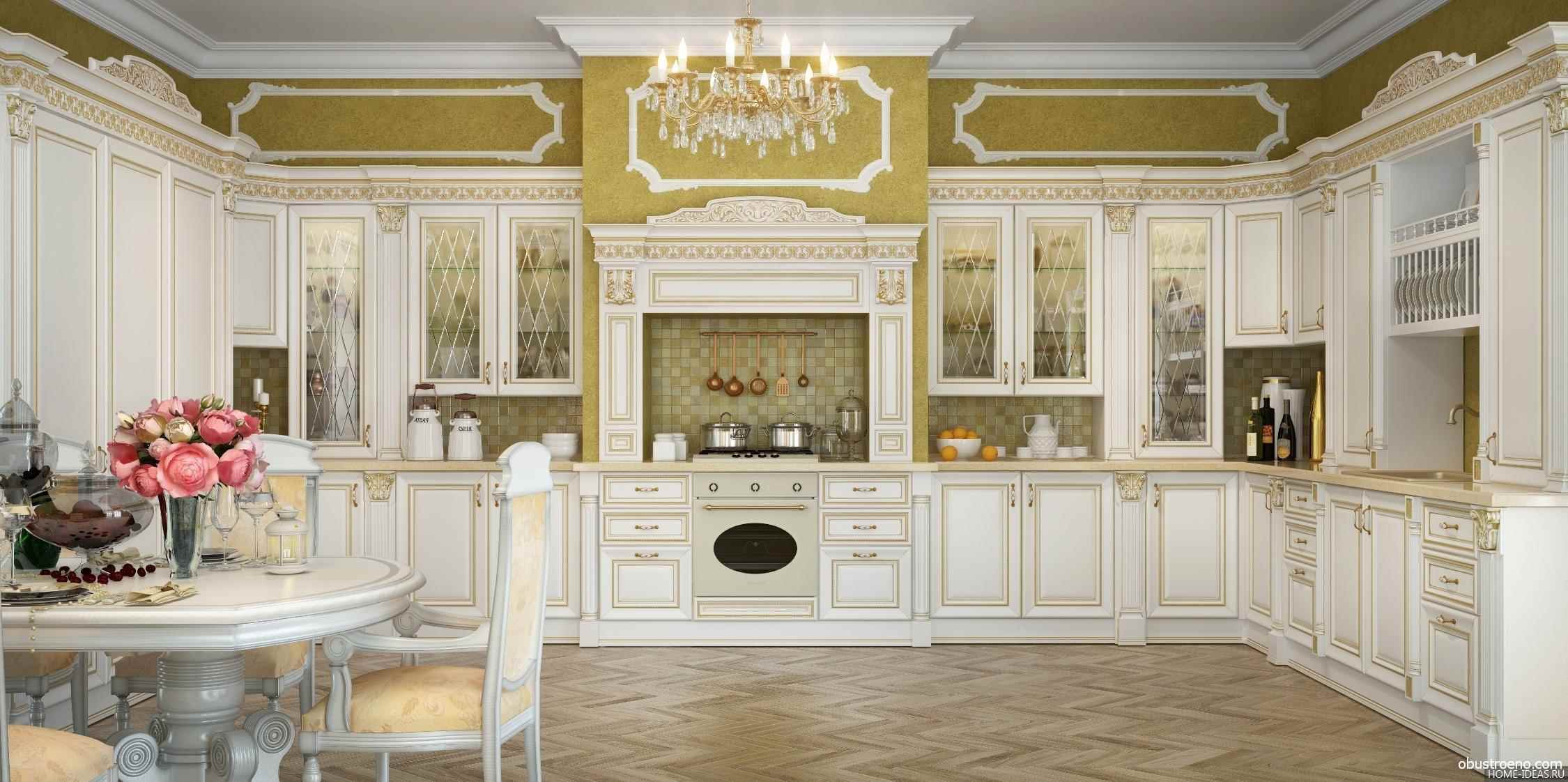 ideja svijetle dekor kuhinje u klasičnom stilu