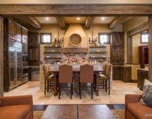 variant of the bright interior of the kitchen in a rustic style photo