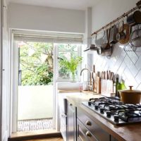 kitchen combined with a balcony ideas