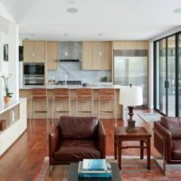 bright kitchen dining room living room in a private house