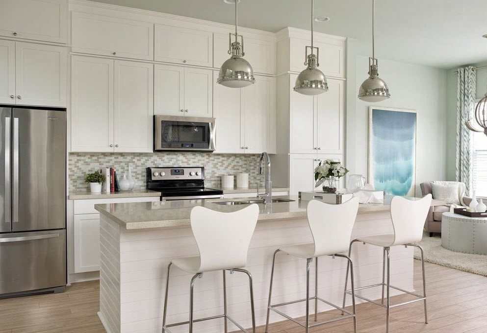 bright kitchen dining room living room