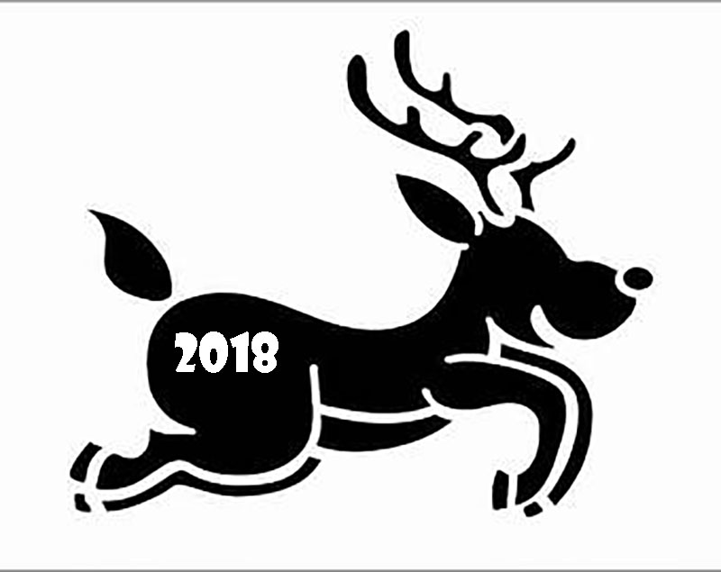 cerf de pochoir sur la fenêtre 2018