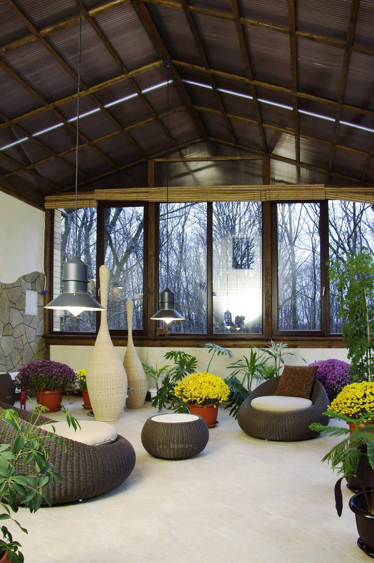 option of using bright ideas for decorating a winter garden in a house